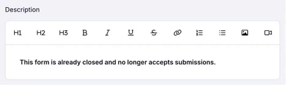 An image showing the description area, which you can customize for your users