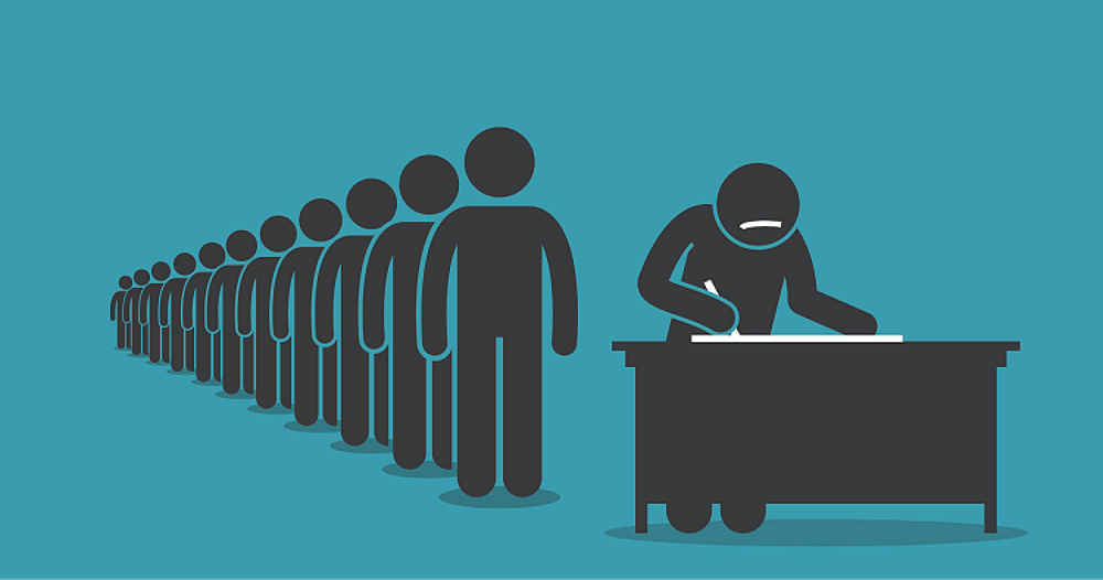 A queue for signing in a traditional petition campaign