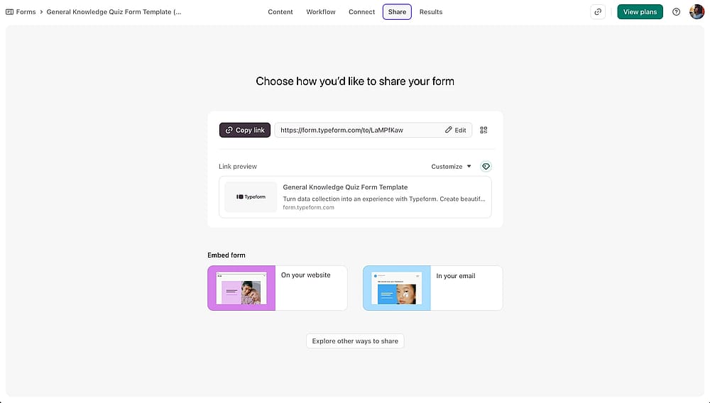 Open the ‘Share’ section to check the sharing options