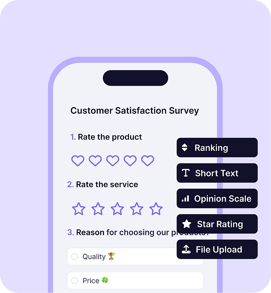 Fields to add your survey