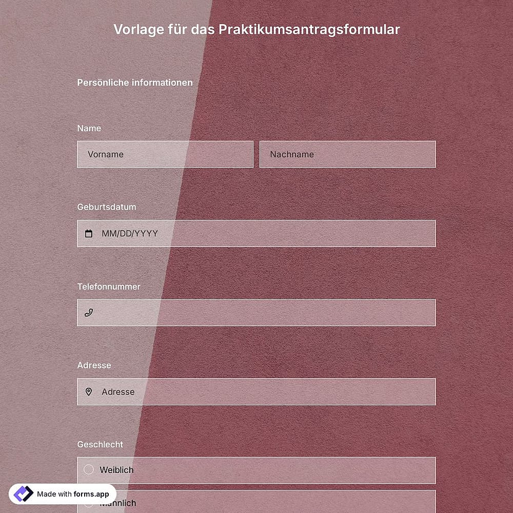 Vorlage für das Praktikumsantragsformular