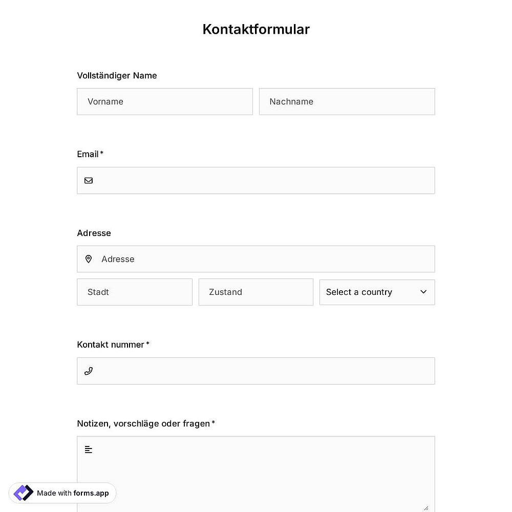 Kontaktformularvorlage