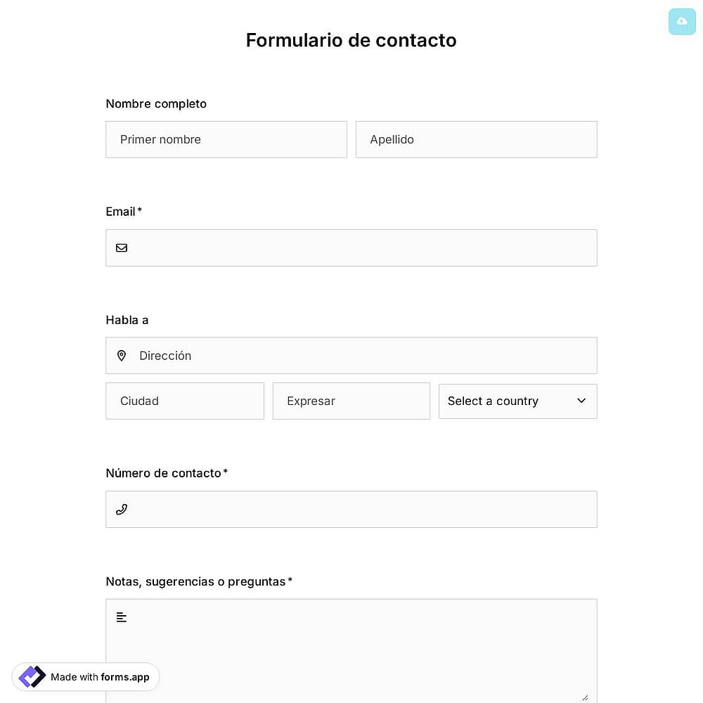 Plantilla de Formulario de Contacto