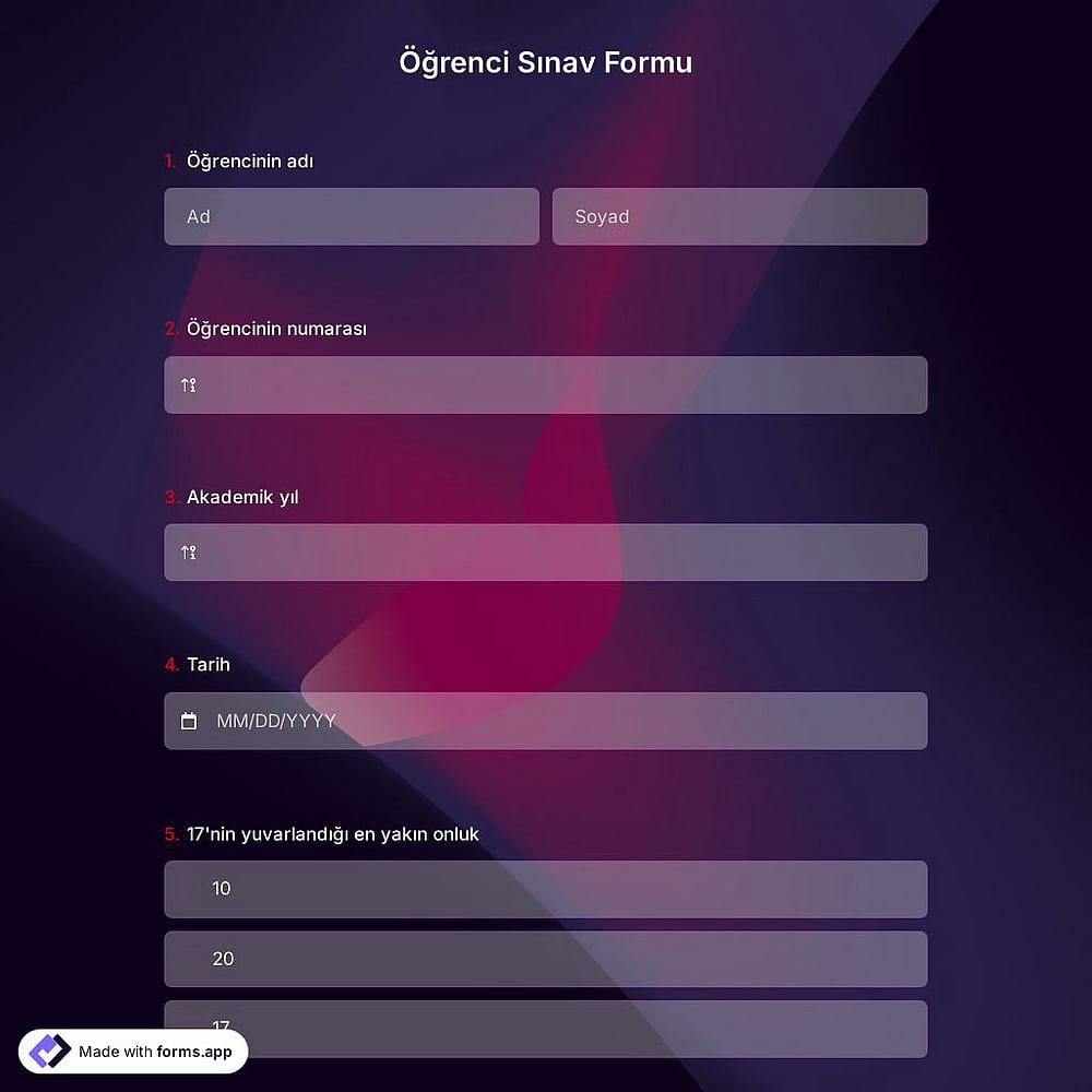 Öğrenci Sınav Formu Şablonu