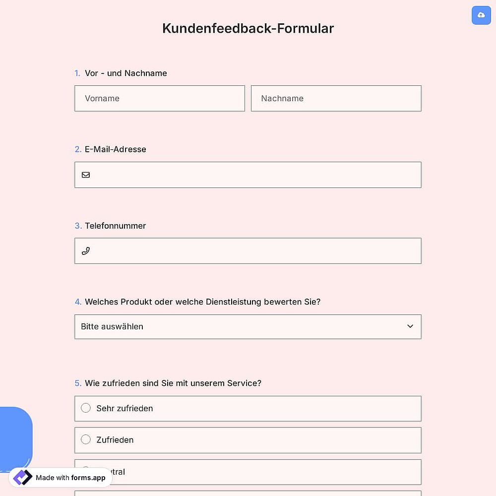 Kundenfeedback-Formular