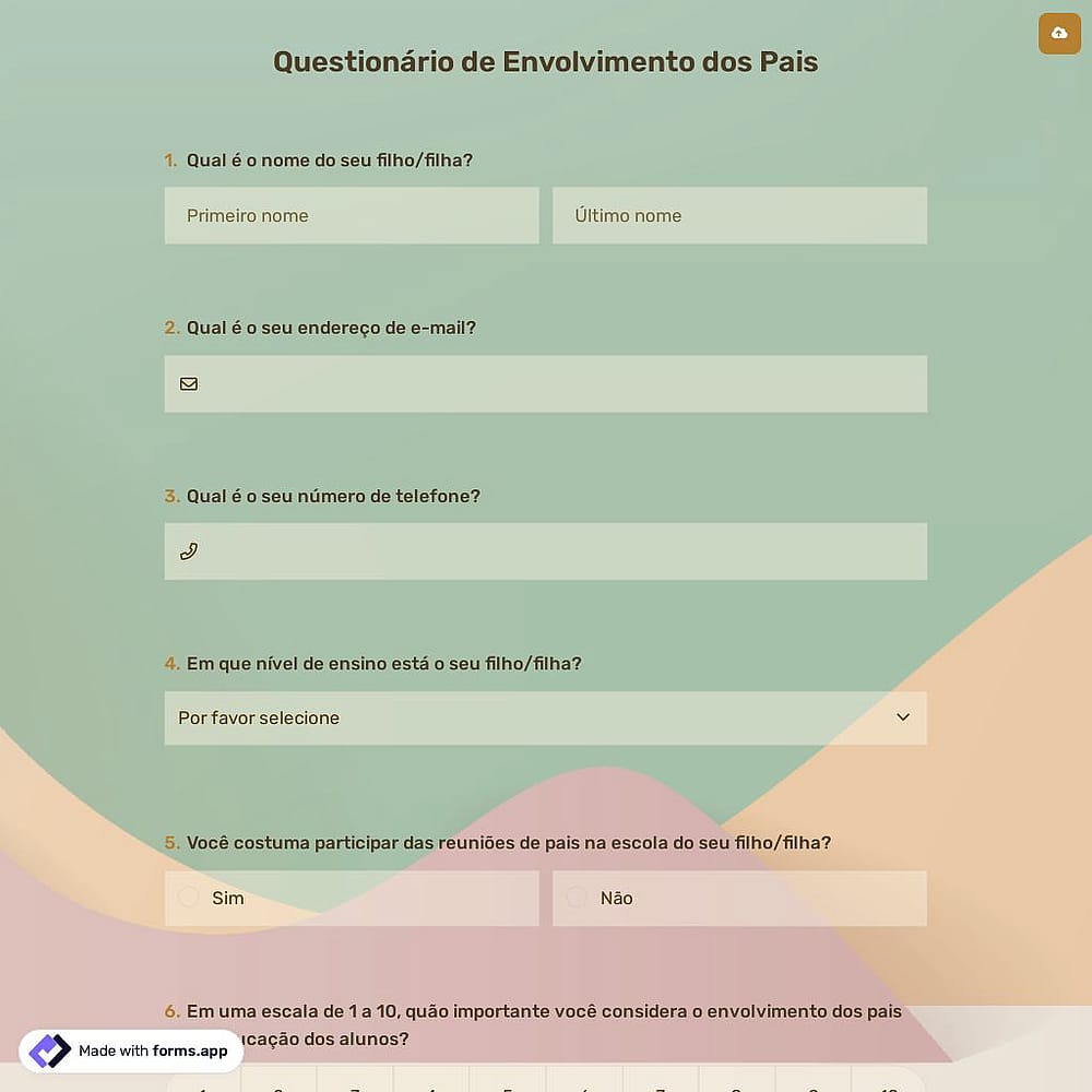 Questionário de Envolvimento dos Pais