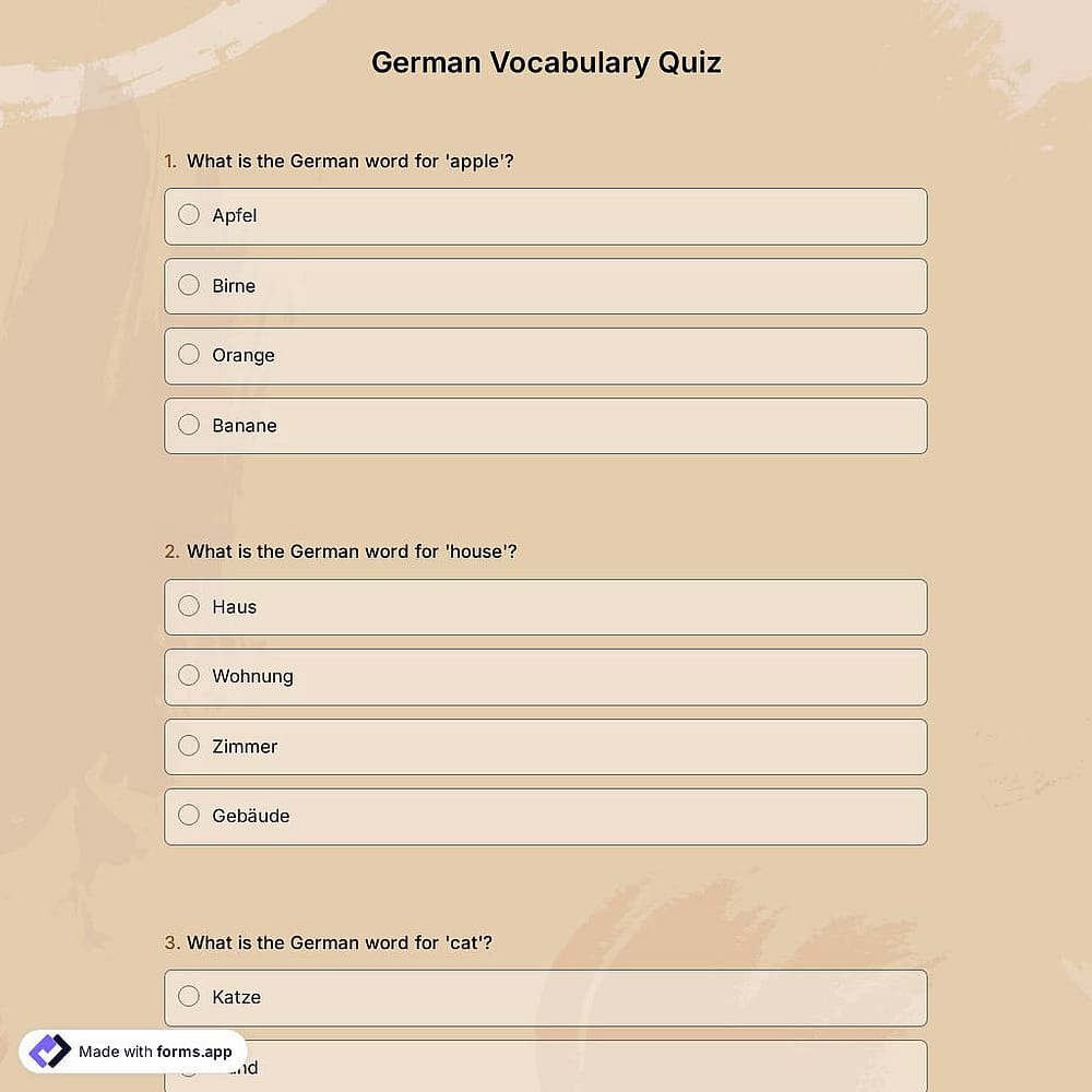 German Vocabulary Quiz