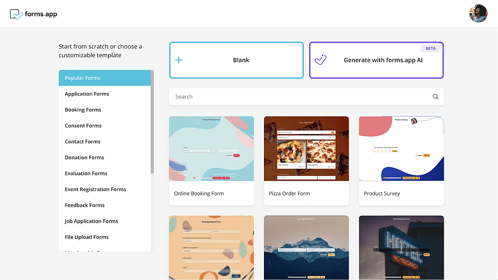 Choose how you like to start creating your website usability survey