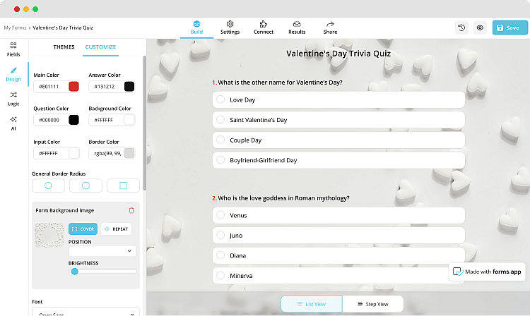 Customize your quiz