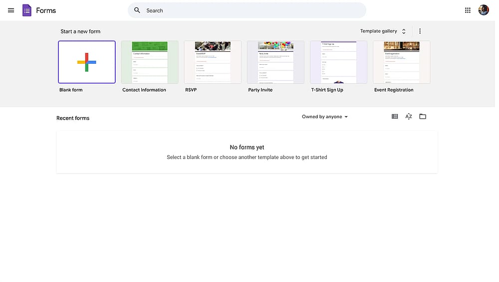 Start with a blank form