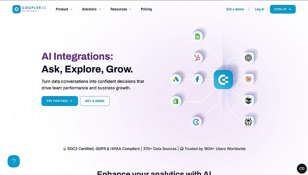 Homepage of Coupler.io