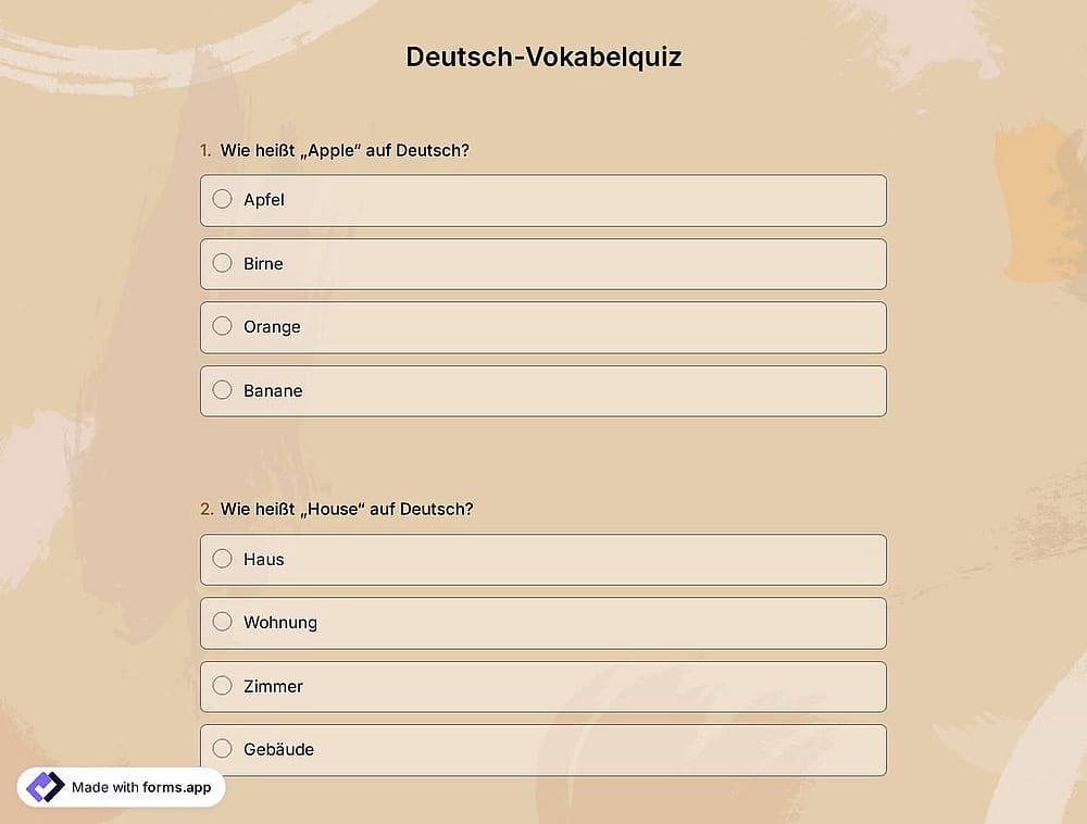 Vokabelquiz Deutsch