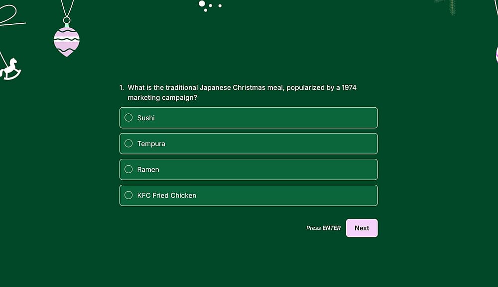 A general quiz question about Christmas