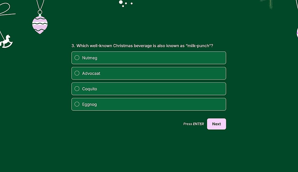 A quiz question about Christmas food
