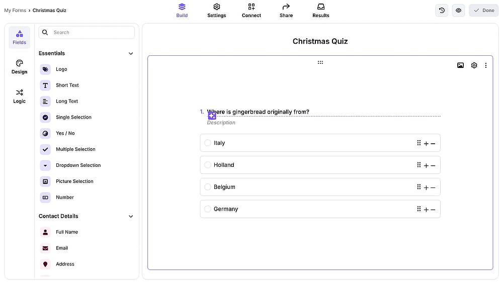 Add your quiz questions
