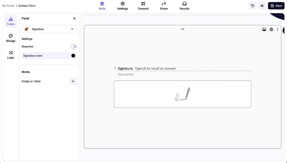 Add a signature field if needed