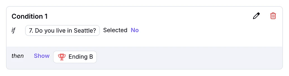 An image showing how you can add the Ending page option to your conditional rule