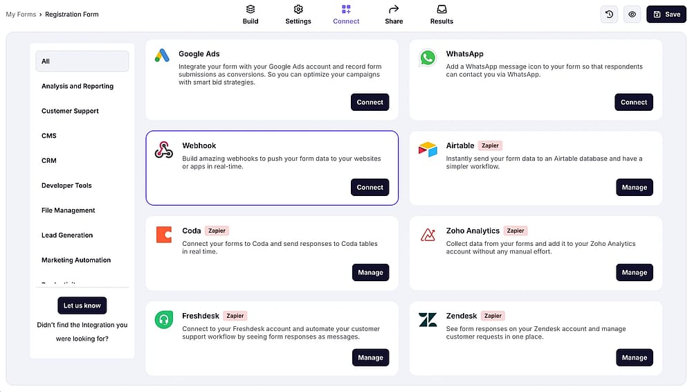 Enable webhook integration