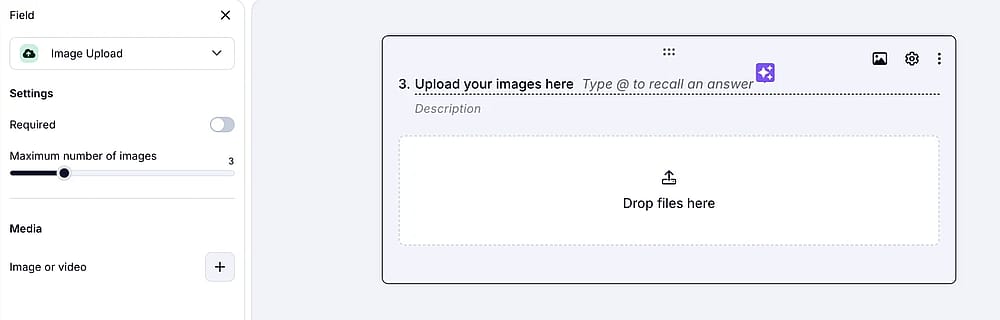 An image showing the field settings you can adjust by accessing the “Image Upload” field settings section
