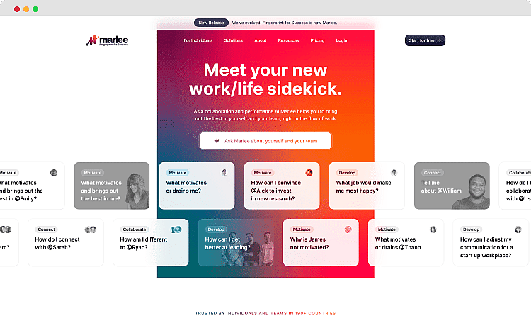 The homepage of Marlee