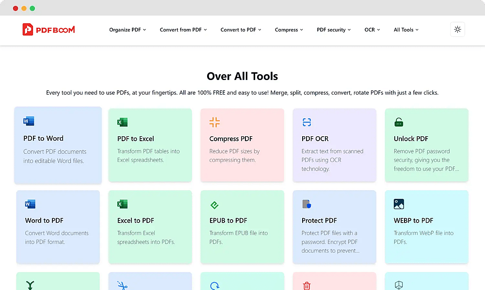 The homepage of PDF Boom
