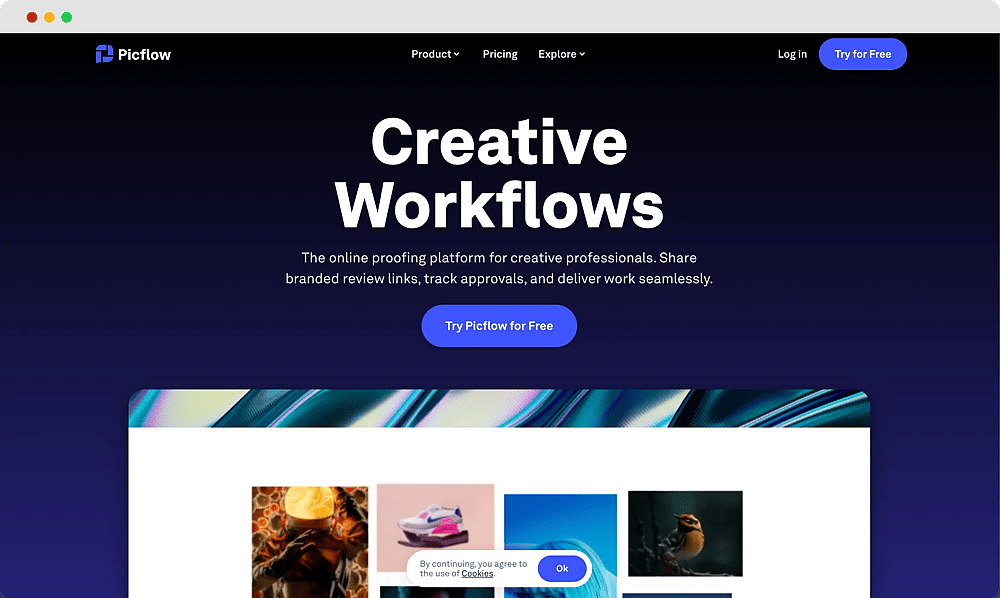 The homepage of Picflow