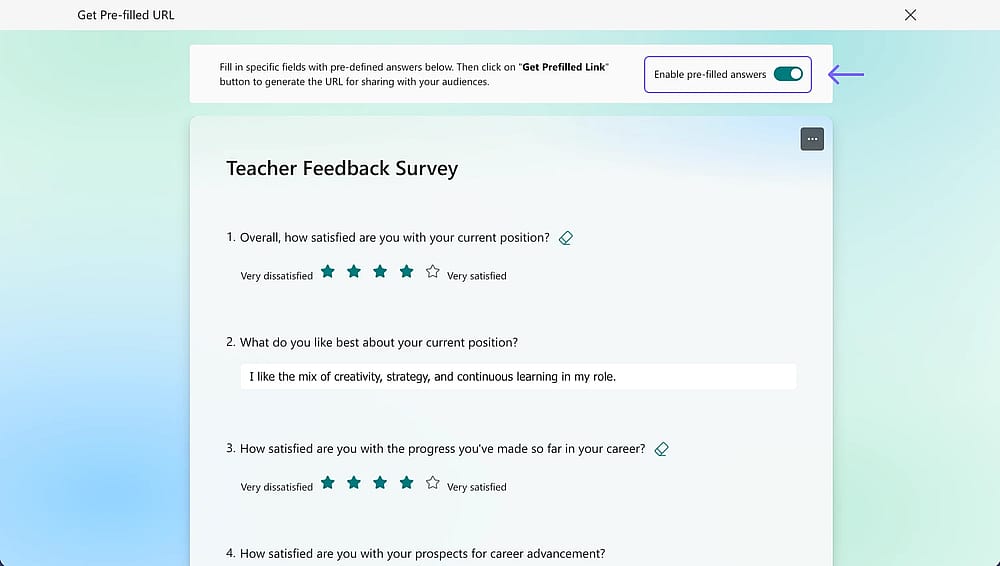 Toggle the prefill button