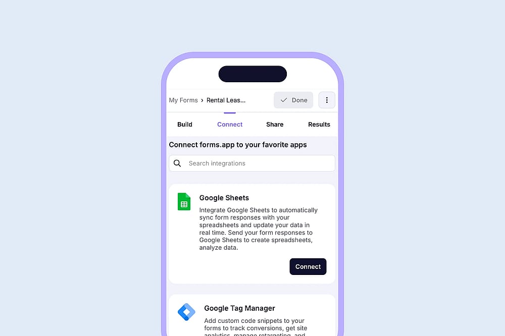 Connect your rental form to other apps