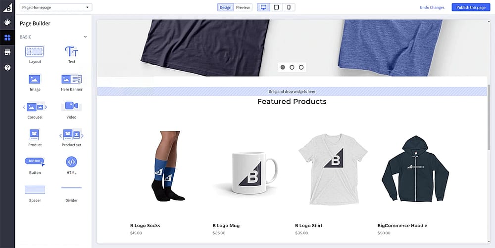 Workspace of BigCommerce (Source: BigCommerce)