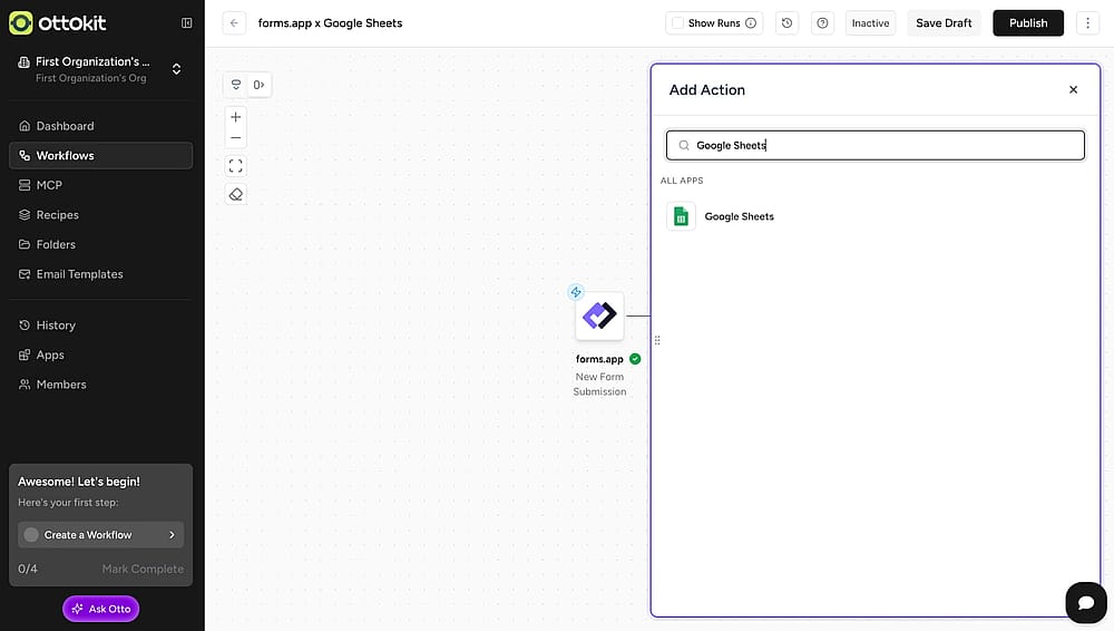 An image showing all the tools appearing from the menu, where you can select the needed platform for connection
