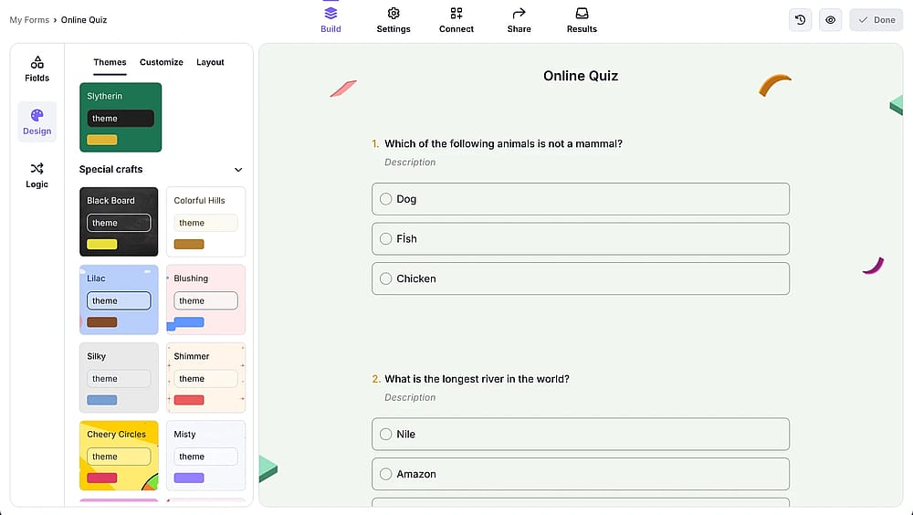 Style your quiz