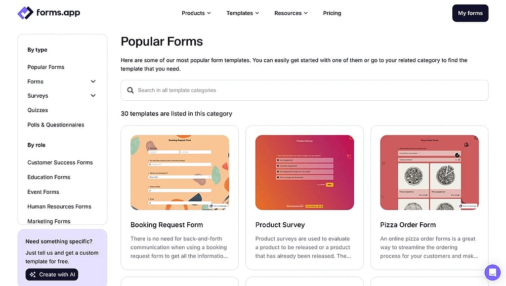 An image showing the template page where you can browse and choose the template needed