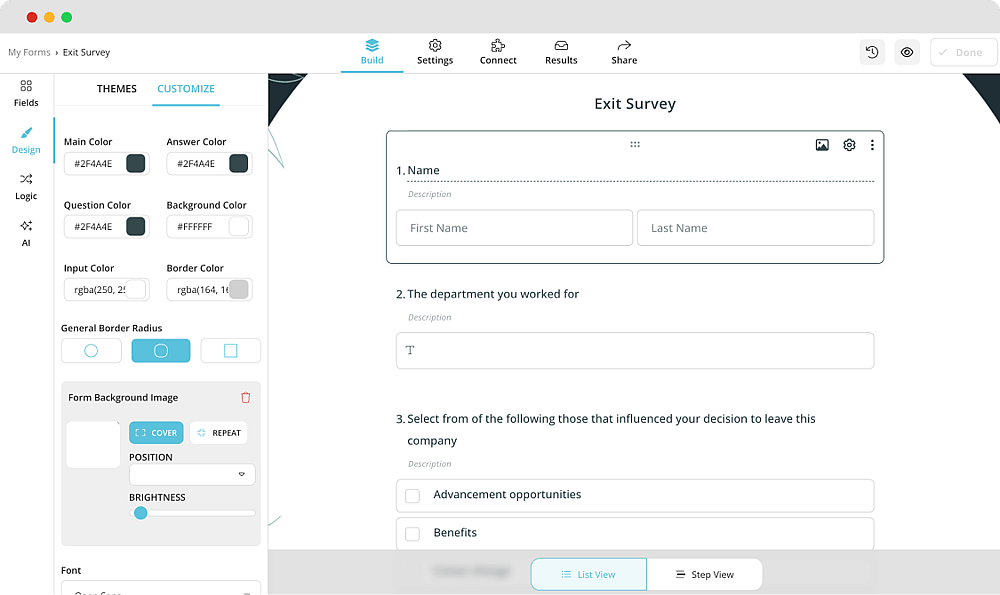 Customizing the design of your form