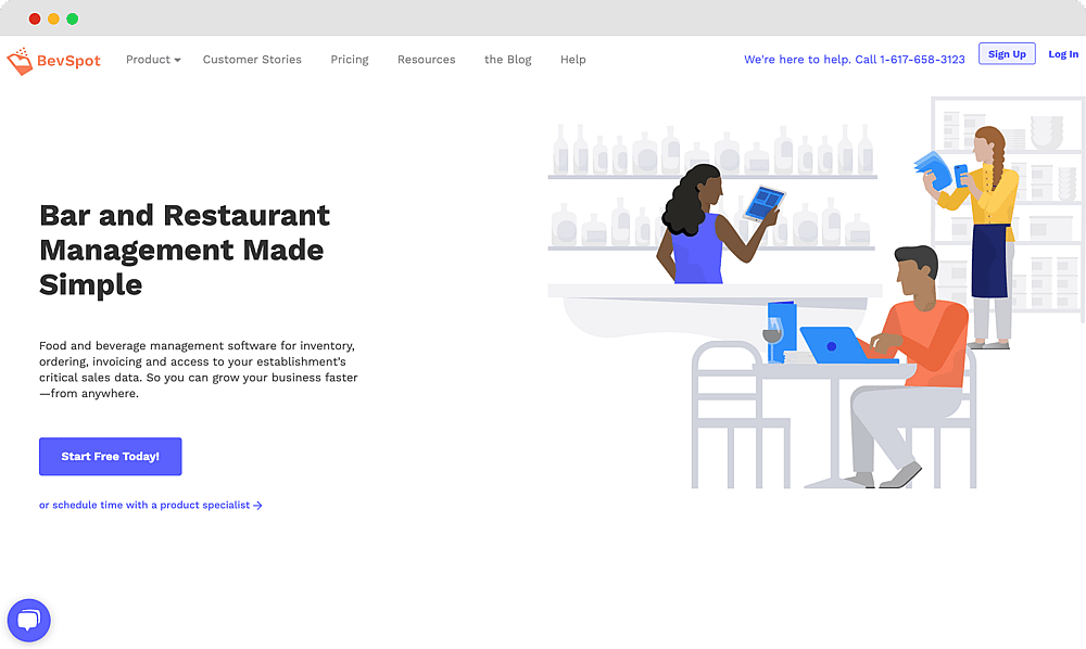 La page d'accueil de BevSpot