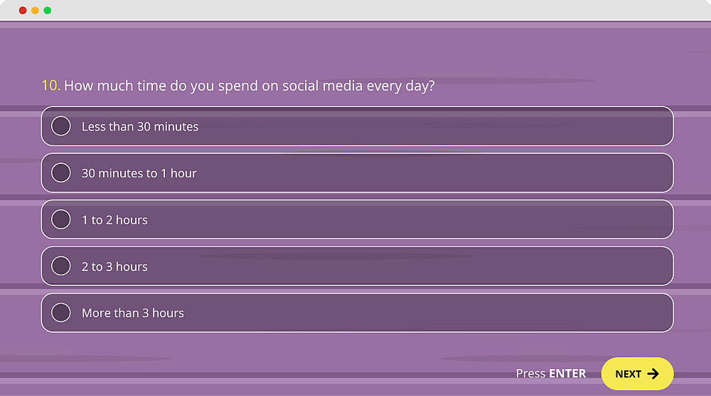 A question example about quantitative research about social media