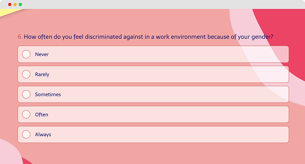 A question example about quantitative research about gender