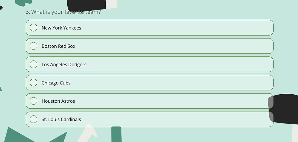 Sports fan survey question example