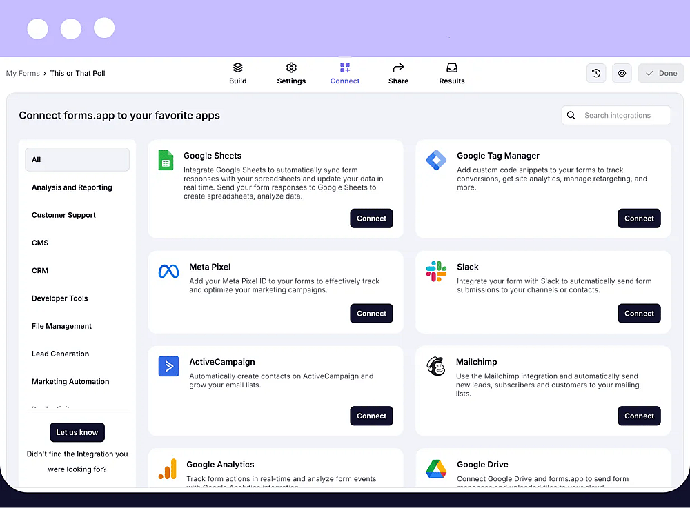 Use integrations for your poll