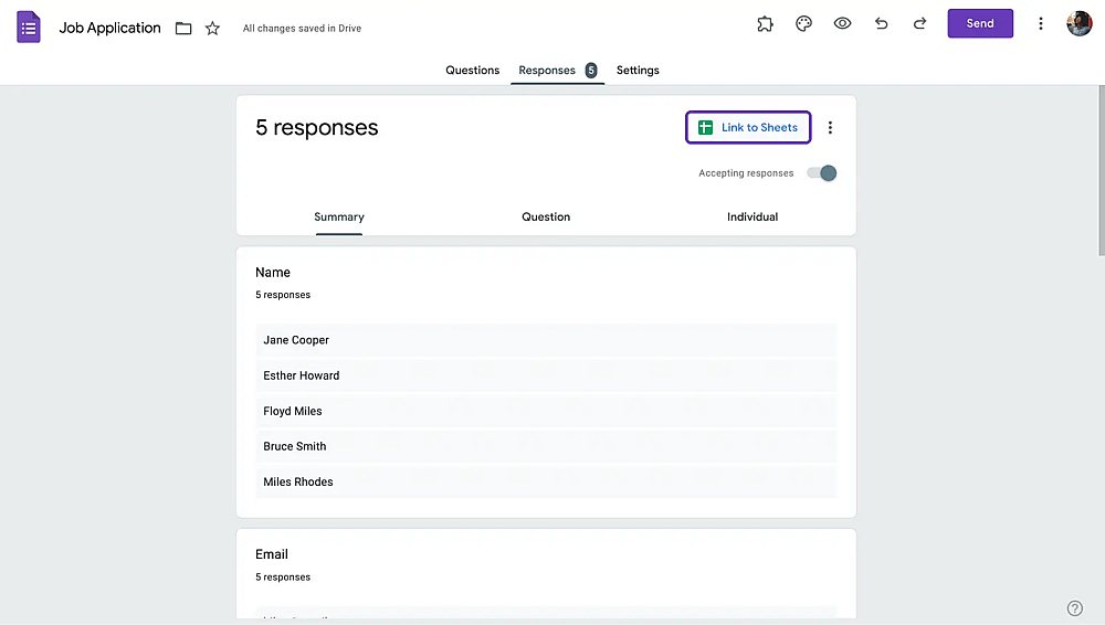 Verbinden Sie Ihr Formular mit Google Sheets