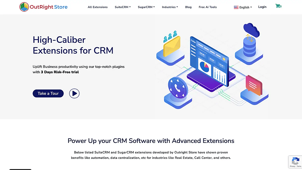 A página de CRM da Outright
