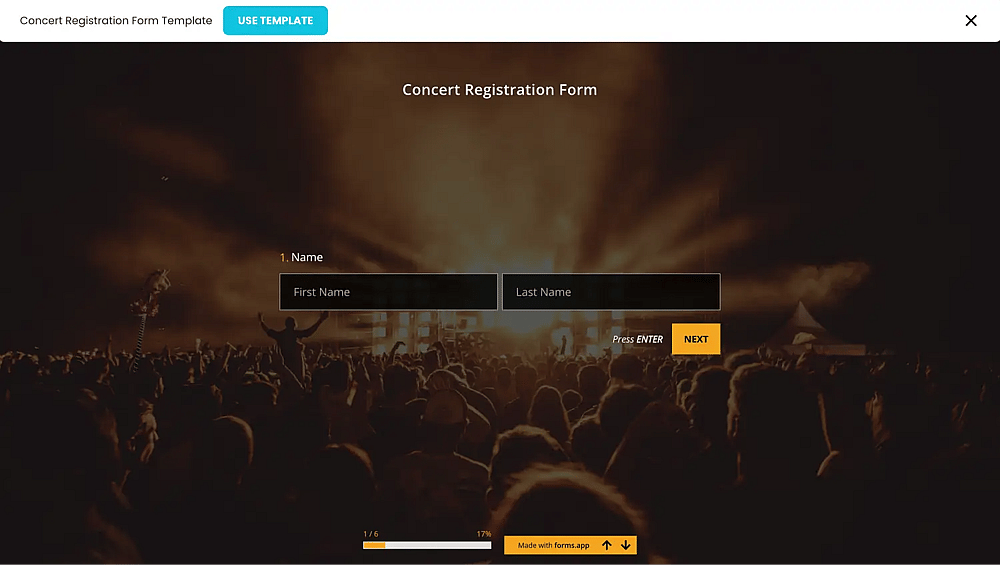 Event registration form of forms.app