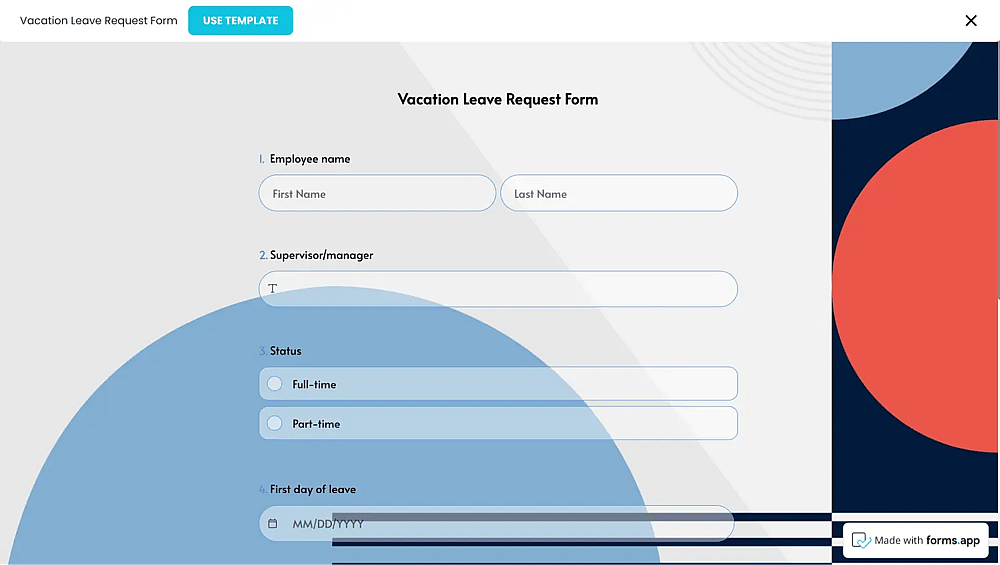 Vacation and sick leave form of forms.app