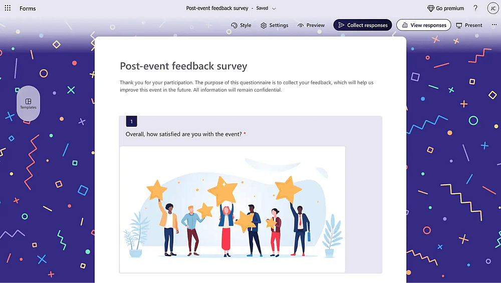 Post-event feedback survey of MS forms