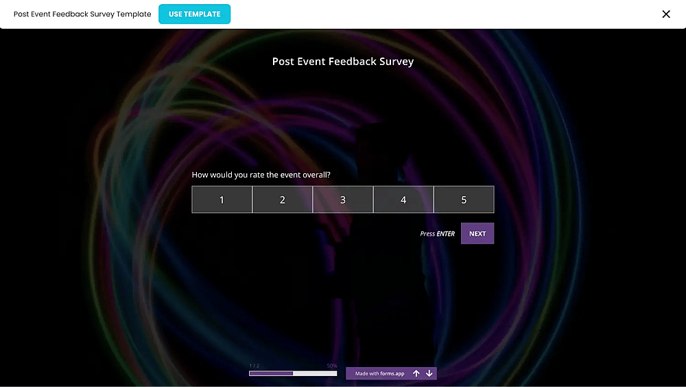 Post-event feedback survey of forms.app