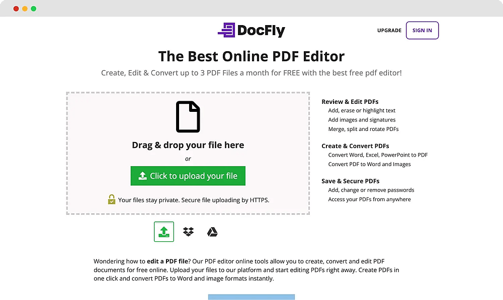 A página inicial do DocFly