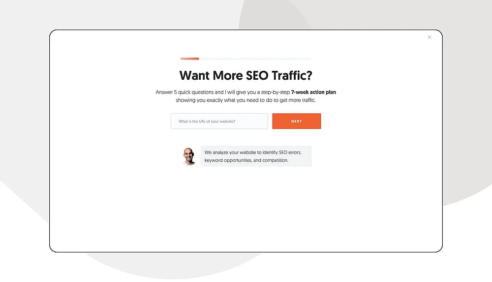 Exemplo de pop-up de tráfego de SEO de Neil Patel