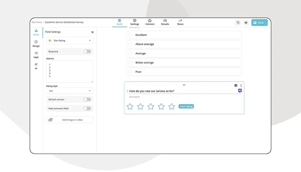 Adicione suas perguntas de pesquisa pop-up