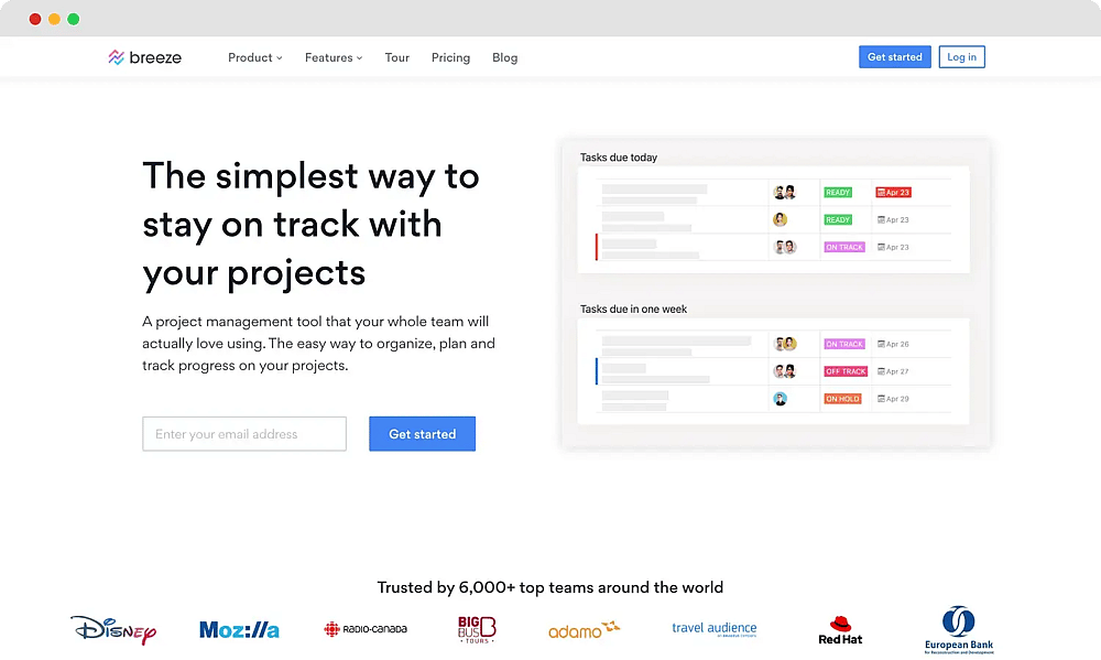 Die Homepage von Breeze