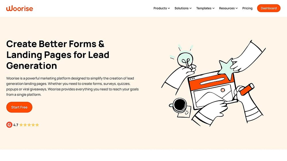 Homepage of Woorise