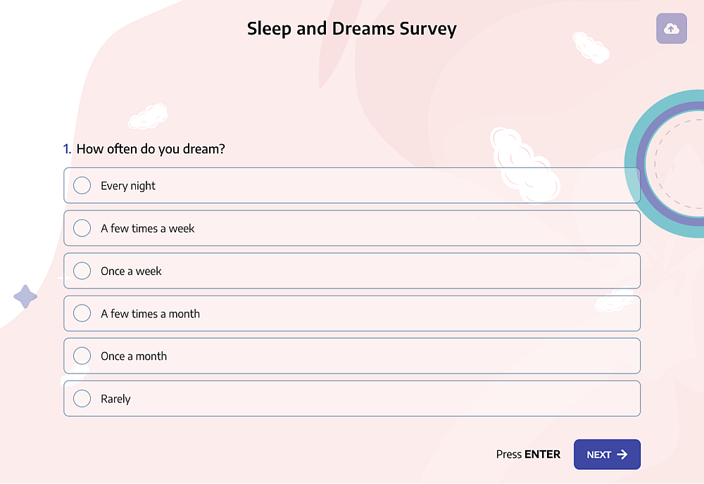A sleep survey question about dream frequency